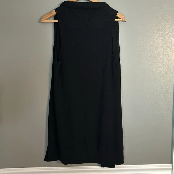 Eileen Fisher Black Wool Open Sweater Vest, XS, Draped Front - Picture 5 of 6
